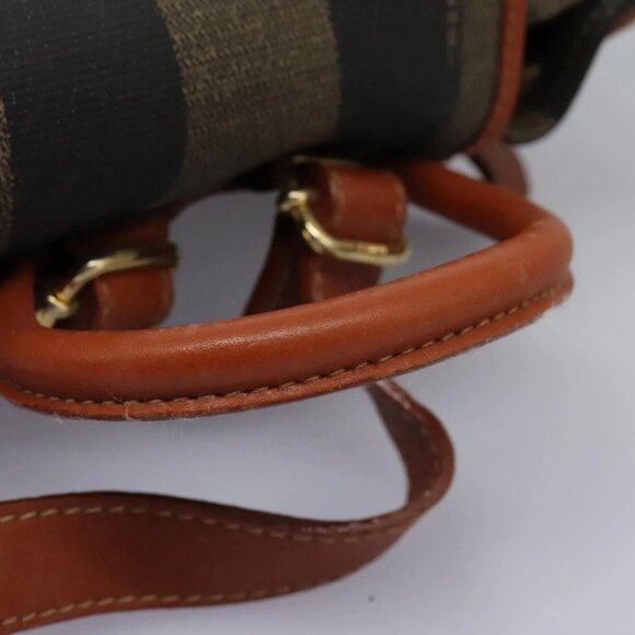 FENDI Pecan Canvas Backpack Brown Black gold Auth - Picture 9 of 16